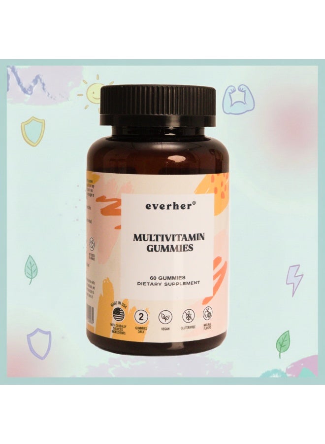Everher Multivitamin Gummies | USA Made | 20+ Essential Vitamins & Minerals | Supports Energy, Immunity & Daily Wellness | Vegan | Natural Flavors | 60 Gummies - Image 3